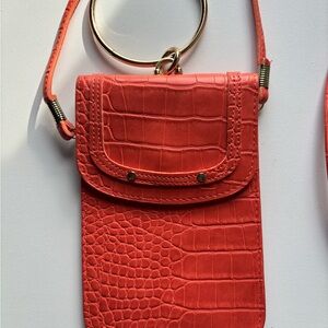 Orange Croc-Embossed Women Bag